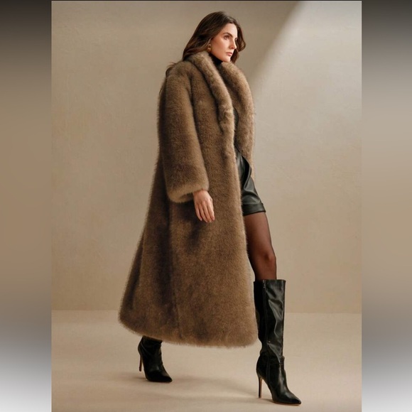 3 LEFT 🔥 Luxury Long Faux Fur Coat Winter Jacket Vintage Old Money Style cream - Picture 14 of 17